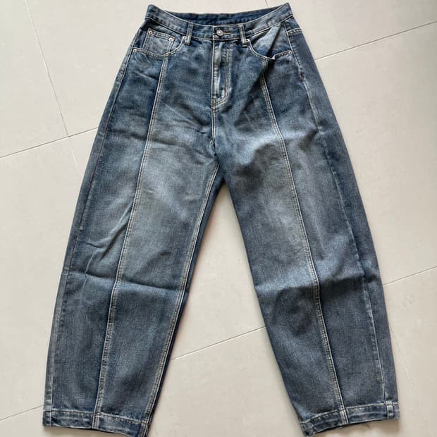 OY 스티치 와이드 볼륨 데님팬츠