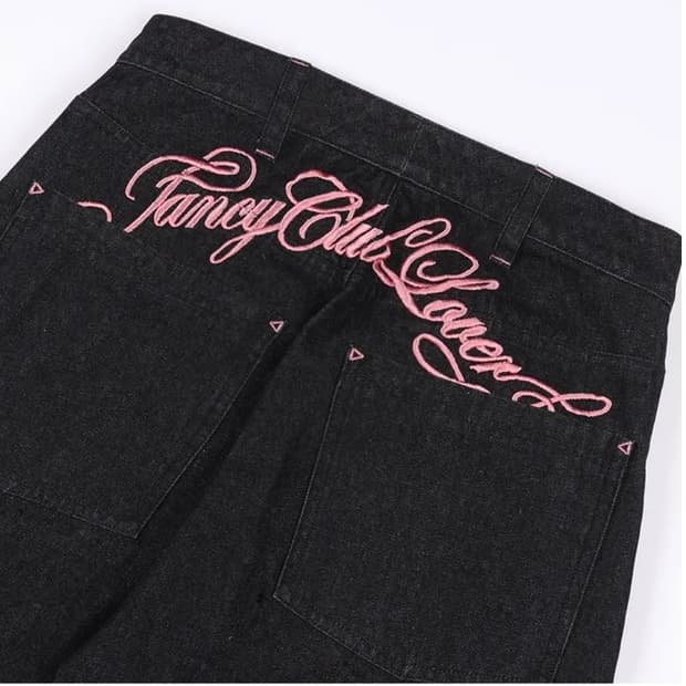 새상품)) 팬시클럽 프론트 핀턱 와이드 데님 팬츠 블랙 2사이즈