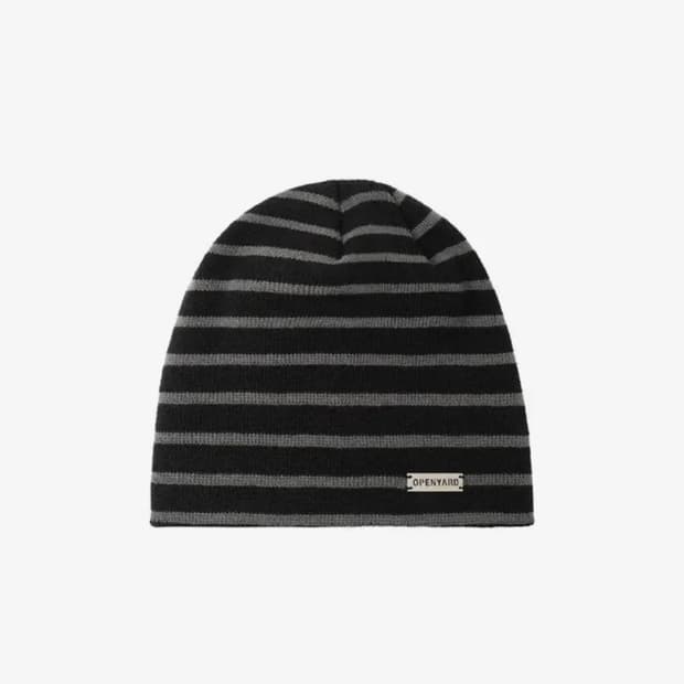 오와이 스트라이프 비니 STRIPE METAL BEANIE - BLACK