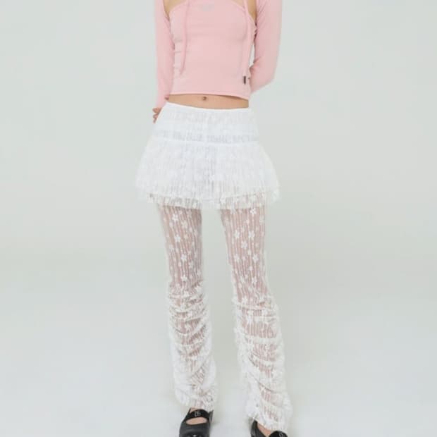 어글리쉐도우 레이스 프릴 스커트 팬츠