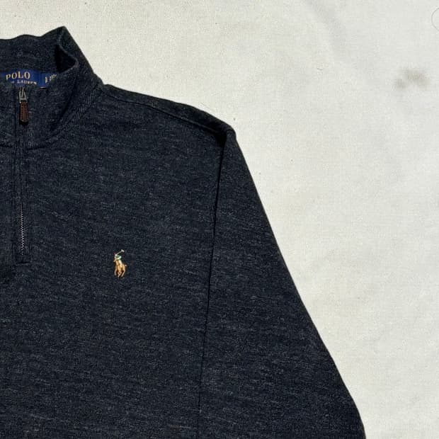 S 폴로랄프로렌 멀티 포니 코튼 챠콜 반집업 니트