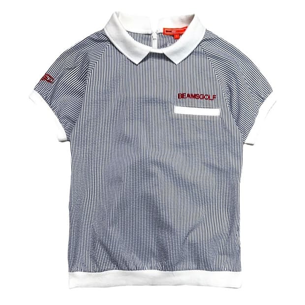 BEAMS GOLF 스트라이프 반팔 카라티