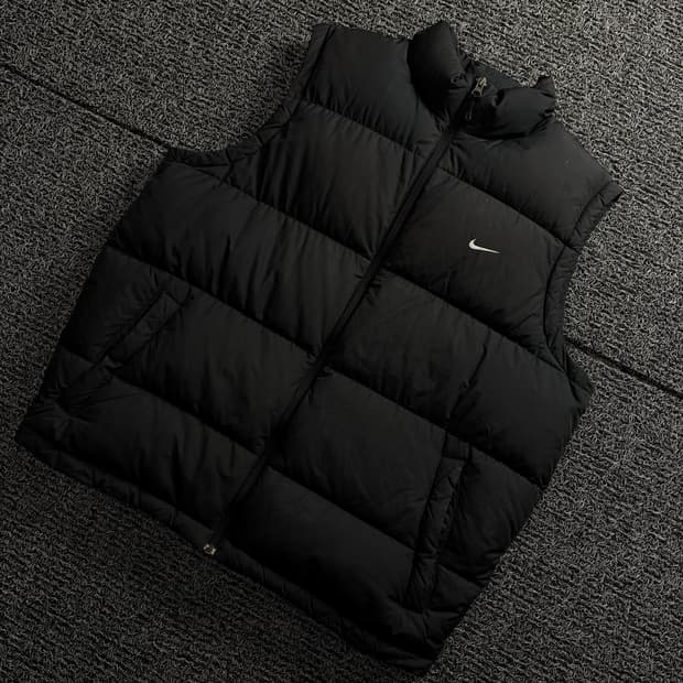 00s 나이키 스우시로고 블랙 올드스쿨 다운 패딩 조끼 1616