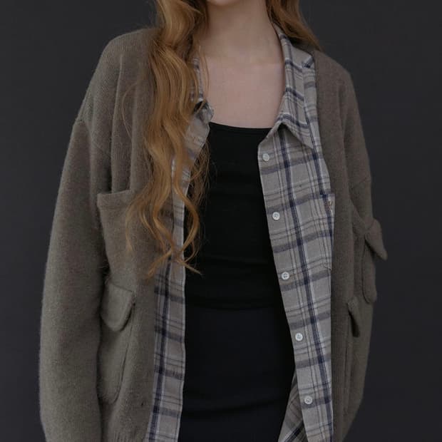 [새상품] 헤더먼트 grandpa lambs wool cardigan