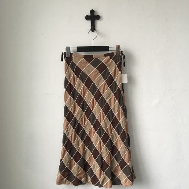 Check pattern long skirt/