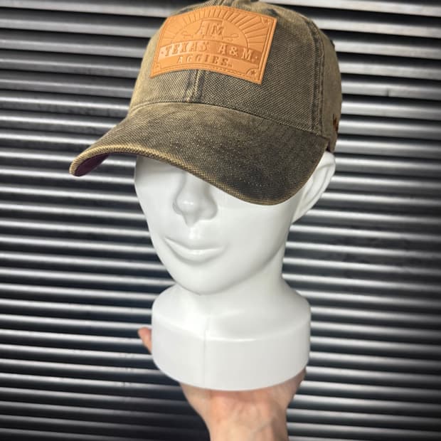 Wrangler 렝글러 브라운 갈색 워시드 데님 볼캡 모자 워크 가죽