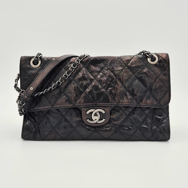 
샤넬 CC 크레이브 빈티지 글레이즈드 캐비어 클래식백 라지
