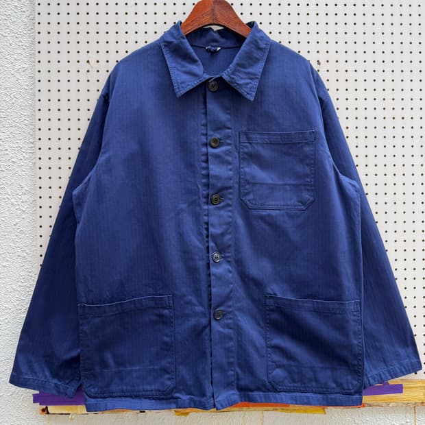 1980s EUROPEAN WASHED NAVY HBT 헤링본워크자켓