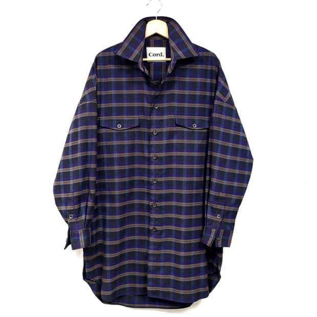 Cord 코드 플레이브 체크 롱 셔츠