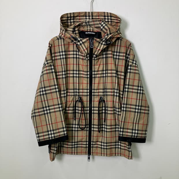 버버리 체크 드로스트링 후드 자켓 