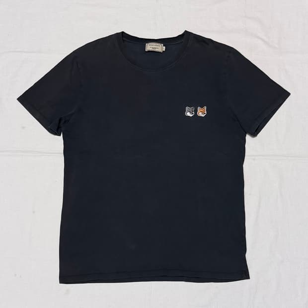 메종키츠네 더블 폭스 헤드 반팔 티셔츠 차콜