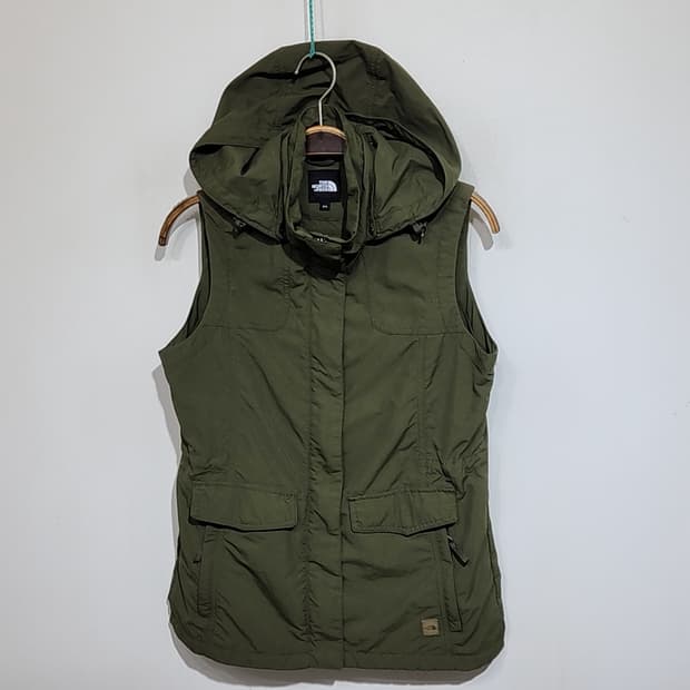 (M) 노스페이스 조끼 카키 후드 베스트 등산 아웃도어 