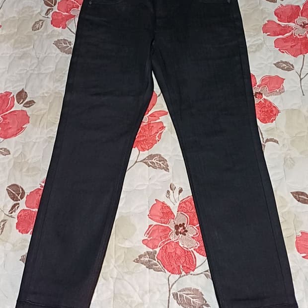 플랙 슬림스판블랙진 실측32인치 기장98