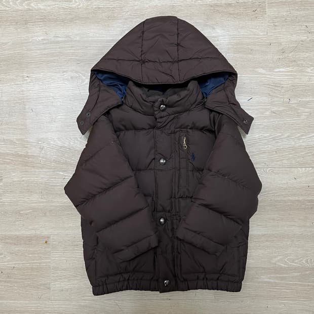 폴로 랄프로렌 키즈 스몰포니 후드 패딩 점퍼 [브라운] 2세