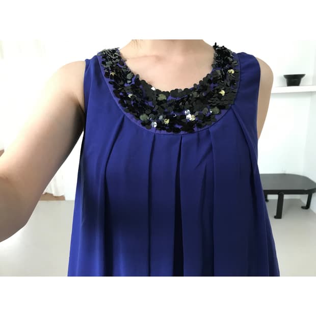 vintage navy draped balloon one-piece