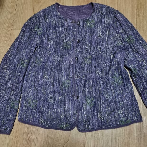 빈티지 긴팔 가디건 퀄팅 자켓 퍼플