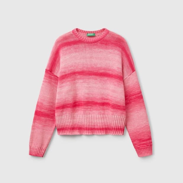 베네통 핑크 코튼니트 