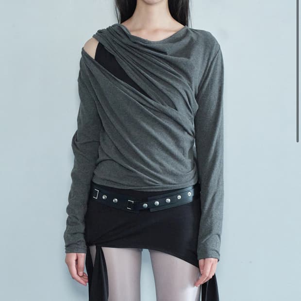 Cerric drop wrap cardigan charcoal