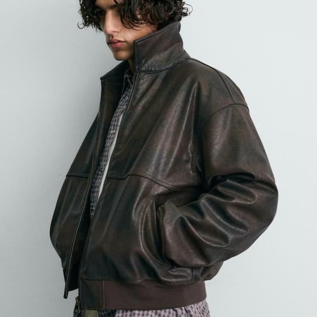 Zara x Ford embossed faux leather bomber