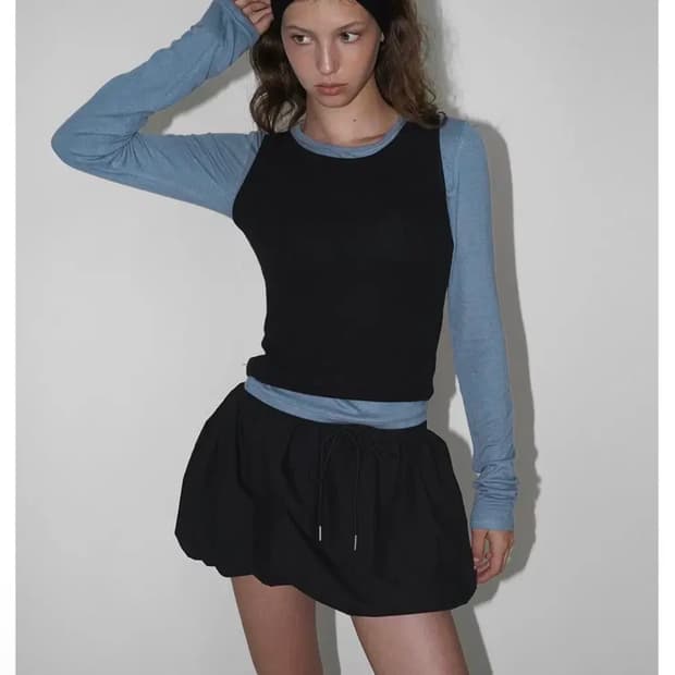 블랙업 메이드 푸롬 벌룬 스커트