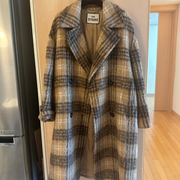 한섬 폼더스토어 모헤어 체크 코트 S