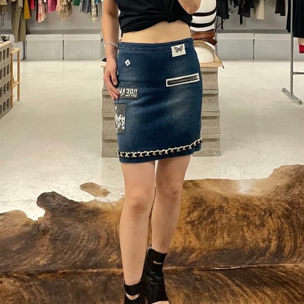 LOVE MOSCHINO punk bag chain skirt