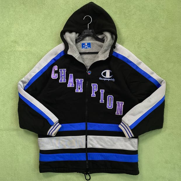 챔피온 90's 올드스쿨 양털 후드 후리스 집업