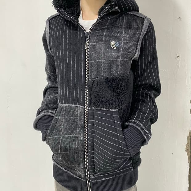 Francist_MOR.K.S. 믹스드 페브릭 후드 집업