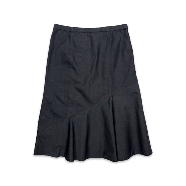 빈티지 다크 그레이 플레어 미디 스커트