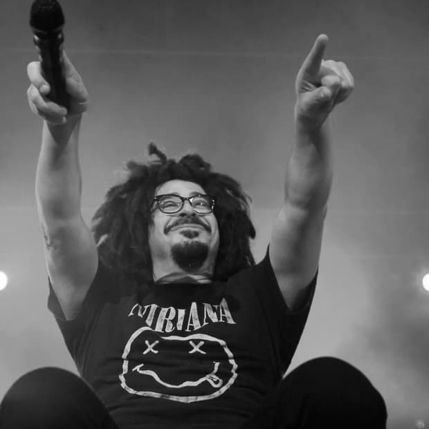 00s 너바나 스마일 로고 밴드티 L