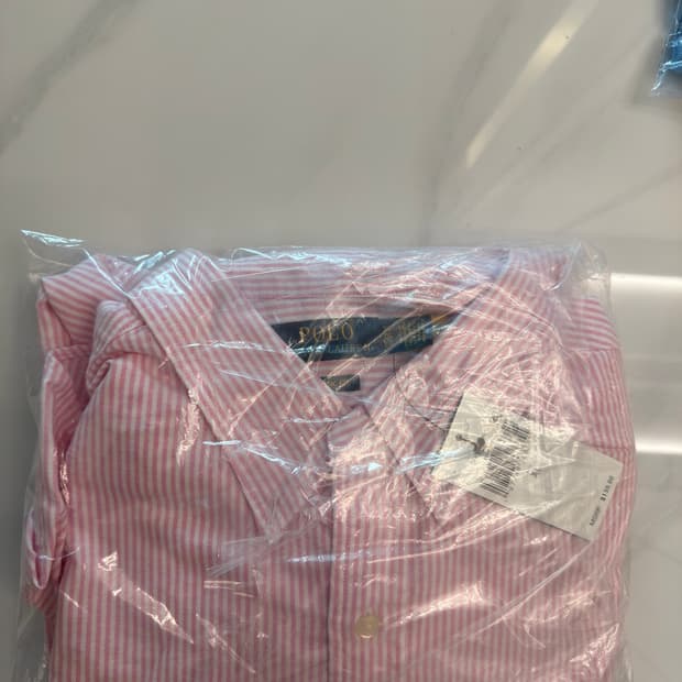 [XL] 폴로 아이코닉 클래식핏 스트라이프 옥스포드 셔츠 핑크