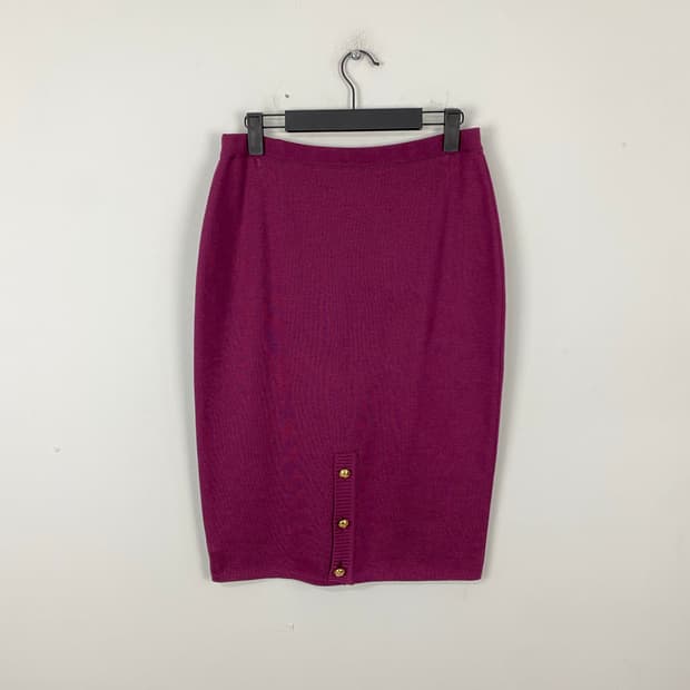 살바토레 페라가모 금장 버튼 니트 스커트 L