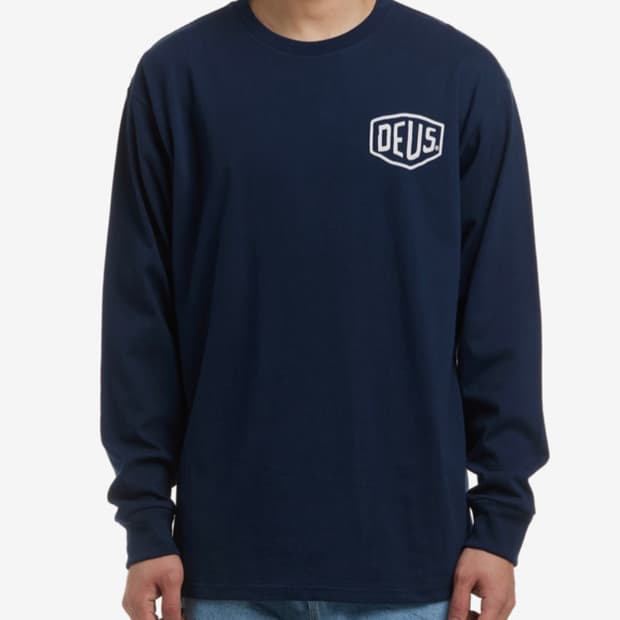 Deus seoul College Address Ls Tee Navy 