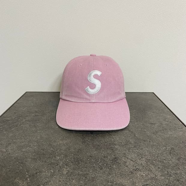 (OS) 슈프림 S로고 볼캡 모자 워시드 핑크