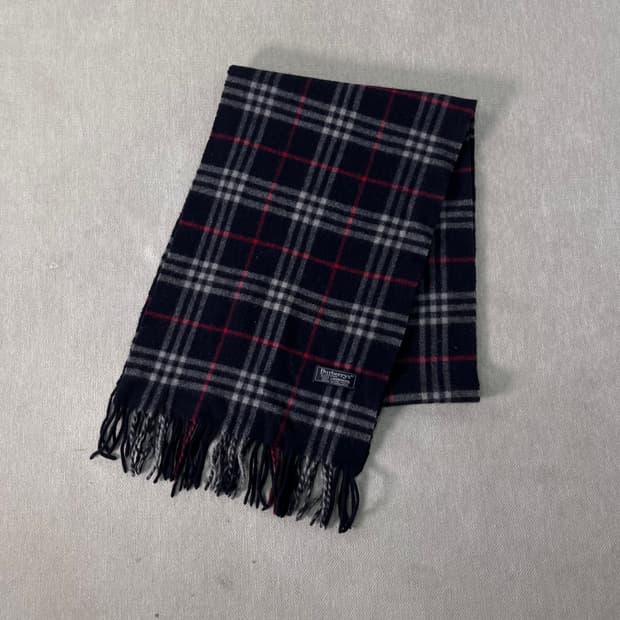 버버리 노바체크 램스울 네이비 머플러