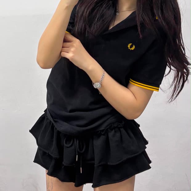 프레드페리 블랙 pk 반팔 카라티(XS)