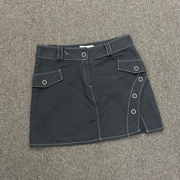 S)Japanese vintage 포켓 아일렛 디테일 트임 미니 스커트