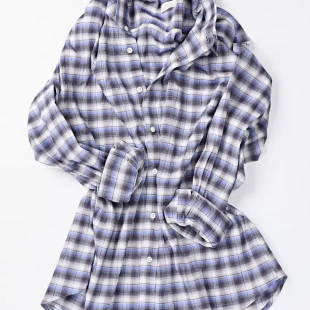 모마디자인 / 크링클 체크 셔츠 블루 japan fabric / 48