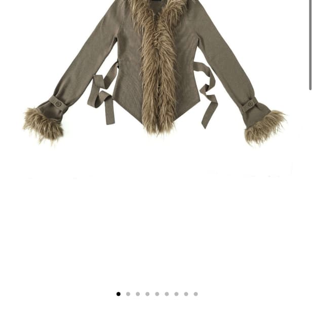 달링유어배드 Fur-Trimmed Back-Strap Cardigan #