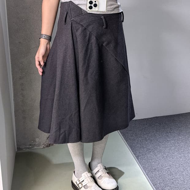 charcoal side zipper wrap skirt