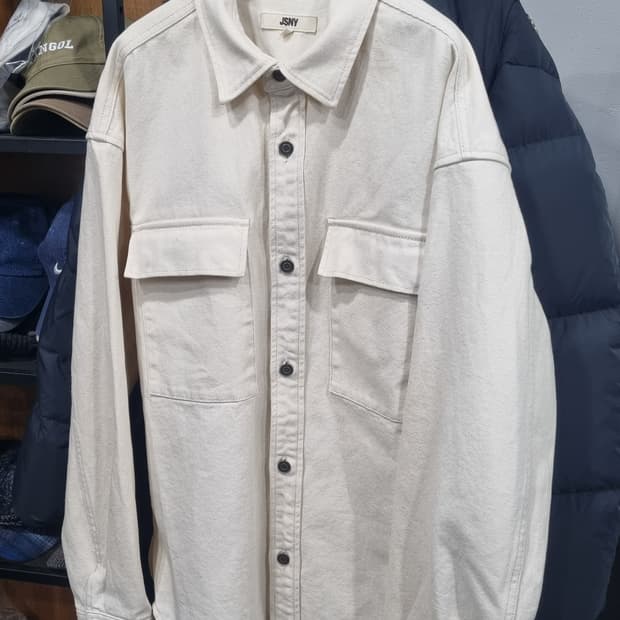 ((JSNY))  남성용 투포켓 크림색 청남방 100~105  상태좋음