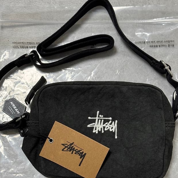 스투시 캔버스 사이드 파우치 워시드 블랙