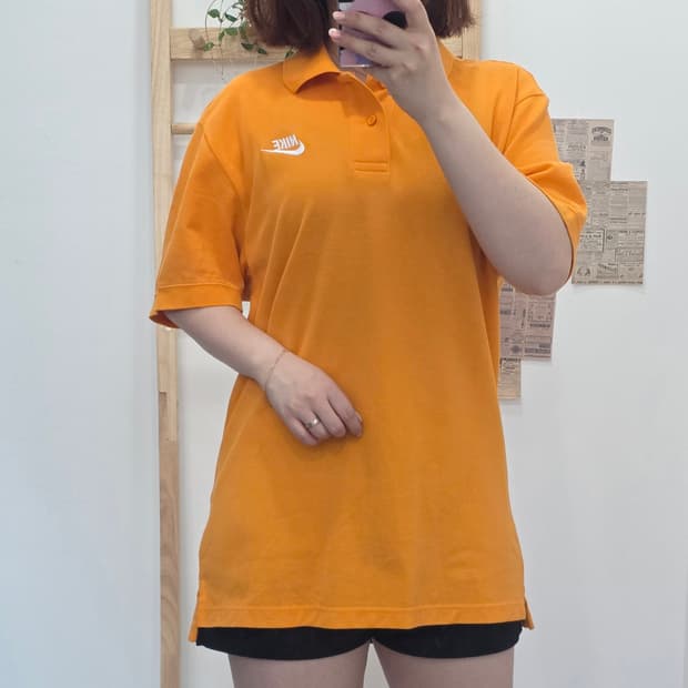 [프립]L/나이키 오렌지색  반팔 카라티