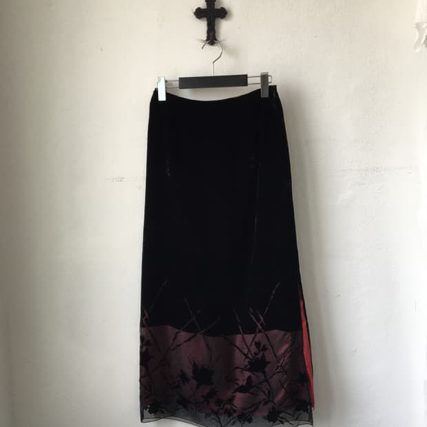 Oriental mood velvet long skirt