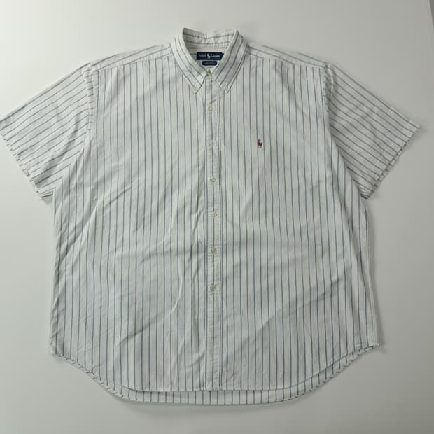 CK582 2XL 폴로 90s 프레피 스트라이프 반팔 셔츠 남방