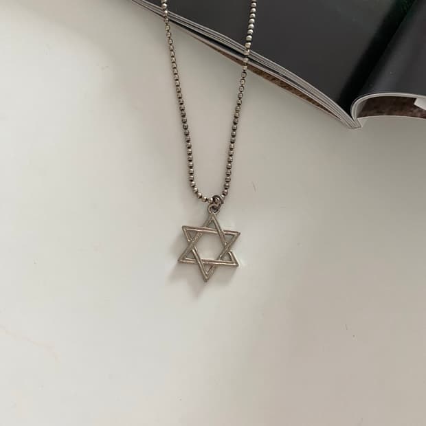 실버 925 은 체인 볼 스타 목걸이