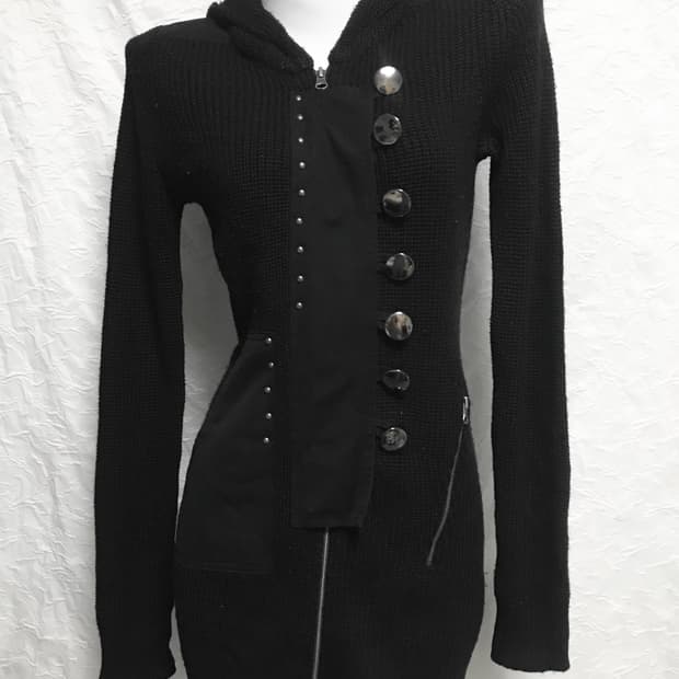 택포•빈티지 black peace now 펑크 고딕 투웨이 롱 후드 집업