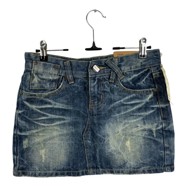 (새상품 S) INVISIBLE JEANS 워싱 데님 미니 스커트