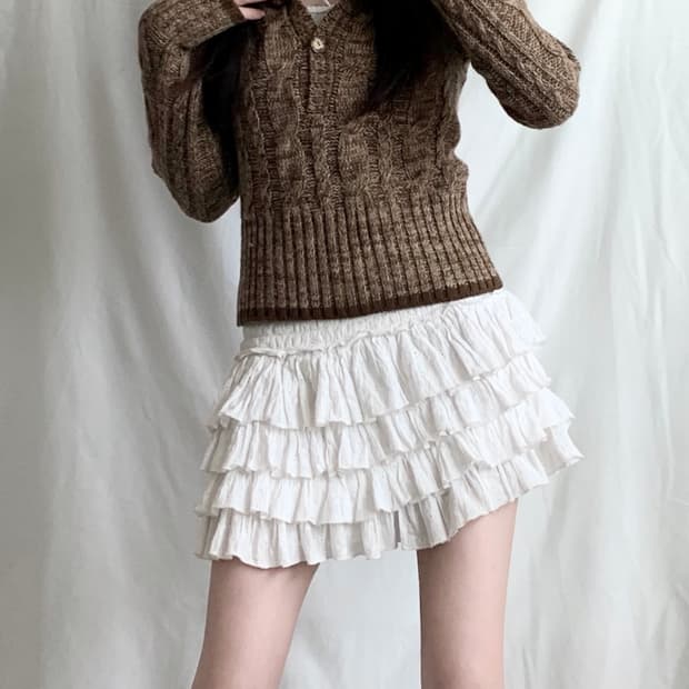 초코라떼 꽈배기 후드 니트