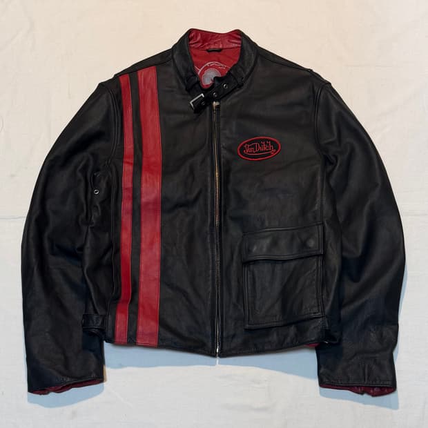 00s 본더치 소가죽 크롭 라이더 레더자켓 블랙